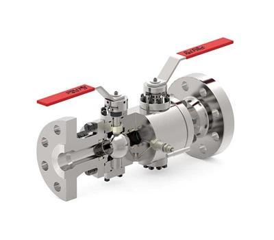 Muñón de válvula de bola de doble bloqueo y purga